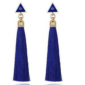 Blue & Gold Tassel Earrings
